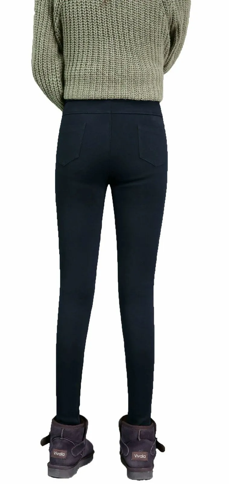 Women's Thermal Fleece Lined Skinny Legging Stretch Pant with Pockets High Waist