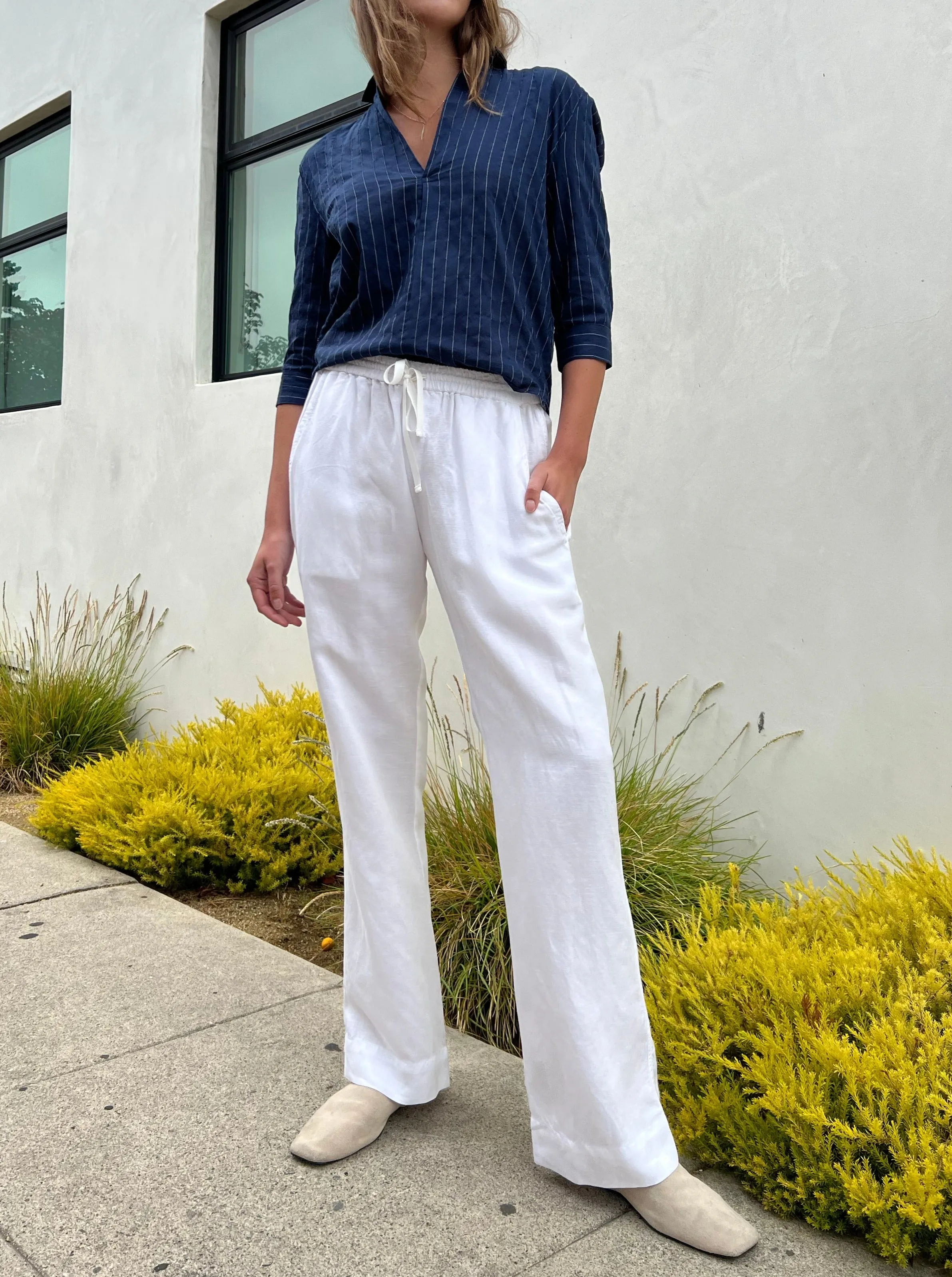 Wren Pullover Shirt in Navy/White Stripe