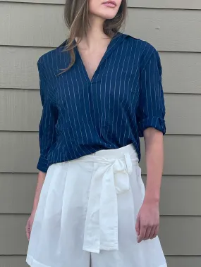 Wren Pullover Shirt in Navy/White Stripe