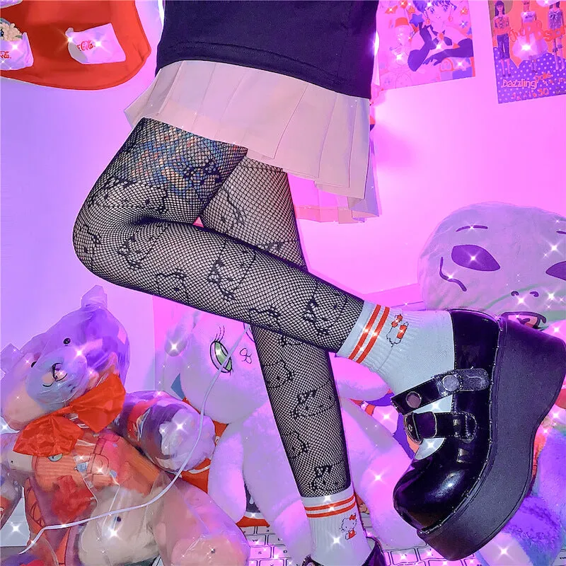 Y2k hello kitty fishnet tights