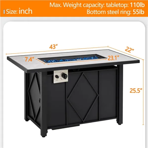 Yaheetech 43” Fire Pit Table