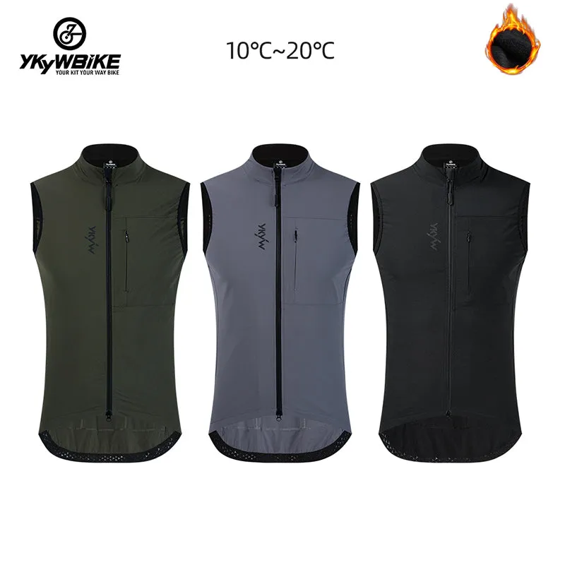 YKYW Men's Cycling Jacket Vest Winter Soft Shell Thermal Fleece Waterproof Windproof 3 Colors