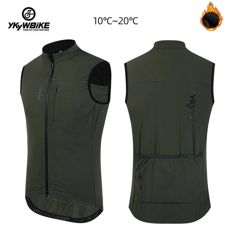 YKYW Men's Cycling Jacket Vest Winter Soft Shell Thermal Fleece Waterproof Windproof 3 Colors