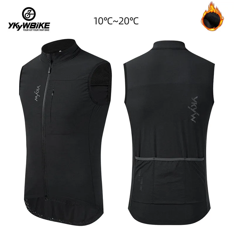 YKYW Men's Cycling Jacket Vest Winter Soft Shell Thermal Fleece Waterproof Windproof 3 Colors