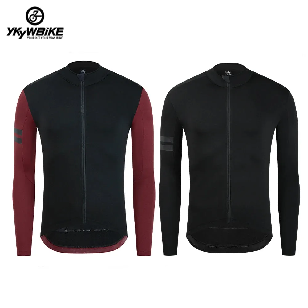 YKYW Men's Cycling Jersey Jacket Winter 5-15℃ Thermal Fleece Spliced Sleeve with Reflective Strips 3 1 Pockets 2 Colors